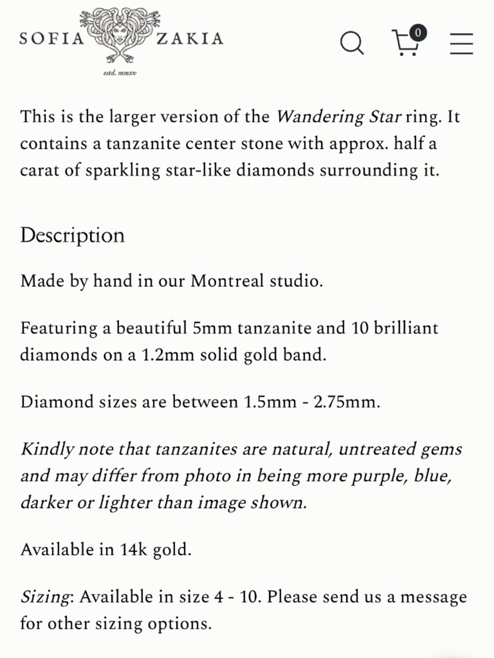 Sofia Zakia Custom Tanzanite Wandering Star 5.25 ring in 14k Rose Gold - Picture 7 of 8